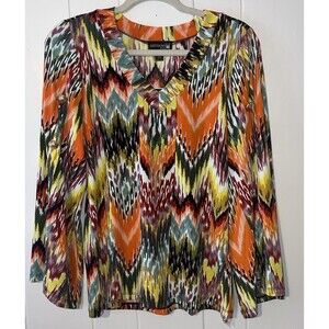 Women's Antthony Originals Multi-Colored Blouse with Wide Bell Sleeves Size XS